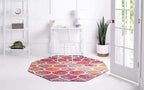 Rugs.com Lattice Frieze Collection Rug – 4' Octagon Multi Medium Rug Perfect for Living Rooms, Kitchens, Entryways