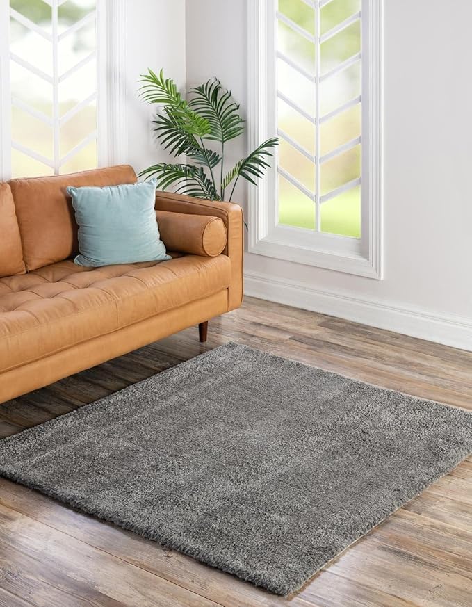 Unique Loom Solo Collection Area Rug - Calabasas (5' 3" Square, Gray)