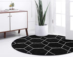 Unique Loom Trellis Frieze Collection Area Rug - Geometric (8' Round, Black/ Ivory)