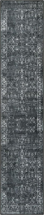 Morebes Black Vintage Carpet Runners for Hallway 12ft,Washable Long Runner Rug for Kitchen Indoor Floor Non-Slip,Distressed Super Soft Throw Carpet for Entryway Bathroom Dining Room Playroom