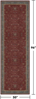 Dark Red 2'6''x8' Wide Hallway Runner Rug - Washable Kitchen Sink Rug, Non Slip 8ft Long Runner Rug for Entryway, Burgundy Turkish Floral Print Home Décor