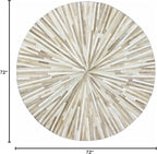 Faux Cowhide Round Area Rug | Non-Slip Leather Floor Carpet for Living Room, Bedroom, and Home Décor | Modern Stylish Accent Rug(Beige_6x6)