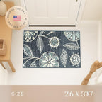 Maples Rugs Reggie Floral Kitchen Rug - Made in USA - Washable, Non Slip Indoor Carpet for Entryway, Foyer, Kitchen, and Bathroom, 2'6 x 3'10, Persian Blue