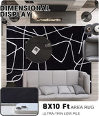 YIHOUSE Modern Washable Area Rug for Living Room Bedroom - Large Abstract Black and White Rug Non-Slip Ultra-Thin Home Decor (Dark Abstract, 8'x10'ft)