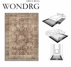 2x6 Washable Runner Rug for Kitchen Hallway Rust Vintage Non-Slip Low Pile Distressed Rustic Carpet Lightweight Vacuumable Soft Throw Rug for Indoor Entryway Bedroom