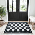 Vasofe Checkered Jute Kitchen Rug, 2x3 Black and White Rugs Indoor Outdoor Front Door Mat Non Slip Washable Area Rugs, Farmhouse Non Shedding Low Pile Floor Carpet for Entryway Porch Doorway