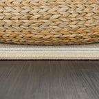 Beverly Rug Non Slip Area Rugs 3x3 Modern Bordered Non Skid Rubber Backing Soft Area Rug for Living Dining Room Easy to Clean Non Shedding Kitchen Bedroom Indoor Carpet 3 x 3 Beige