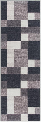 Rugshop Modern Boxes Design Non-Slip (Non-Skid) Carpet for Kitchen, Hallway,Entryway Runner Rug 2'7" x 6' Gray