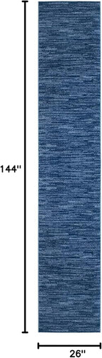 Nourison Home Nourison Essentials Navy Blue 2'2" x 12' Area Rug - Easy Clean, Non Shedding, Bed Room, Living Room, Dining Room, Kitchen (12' Runner)