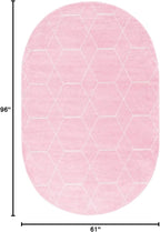Unique Loom Trellis Frieze Collection Area Rug - Geometric (5' x 8' Oval, Light Pink/ Ivory)