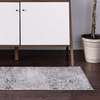 Rugs.com Leipzig Collection Runner Rug – 6 Ft Runner Grey Low-Pile Rug Perfect for Hallways, Entryways