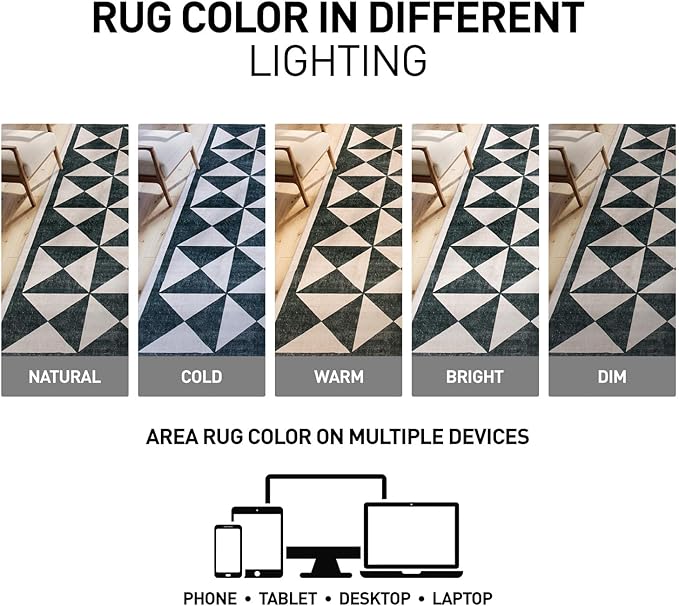 Rugshop Geometric Diamond Washable Non Slip Runner Rug 2' x 8' Cream