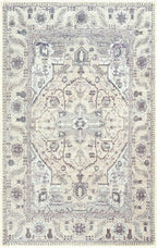 GLN Rugs Traditional Collection - Machine Washable Area Rug, Traditional Washable, Non Slip, Low Pile Chenille Rug, Living Room, Bedroom, Kitchen Rug (2' x 3' Cream/Gray)