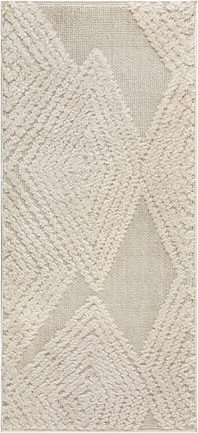 Antep Rugs Palafito 2x4 Geometric Shag Diamond High-Low Pile Textured Indoor Area Rug (Beige, 2' x 4')