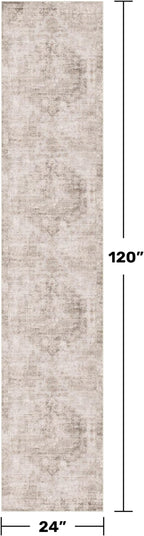 Non Slip 10ft Long Hallway Runner Rug - Beige Brown 2 x 10 Runner Rug, Washable & Waterproof 2x10 Kitchen Floor Mat - Modern Abstract Design Décor