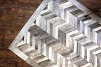 Chevron Pattern Faux Cowhide Area Rug | Non-Slip Leather Carpet for Living Room, Bedroom, and Office | Modern Designer Rug for Home Décor(5x8 ft_Grey)