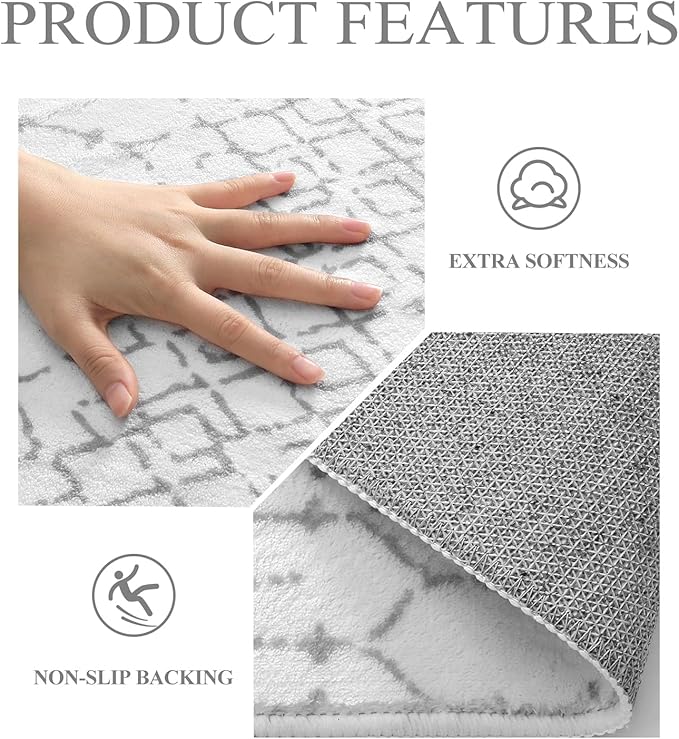 Lahome Moroccan Living Room Area Rug - Washable Rugs 4x6 Non-Slip Soft Throw Rugs for Bedroom White Lightweight Large Rug, Modern Geometric Print Low-Pile Capet for Classroom Office Dining Room(White)