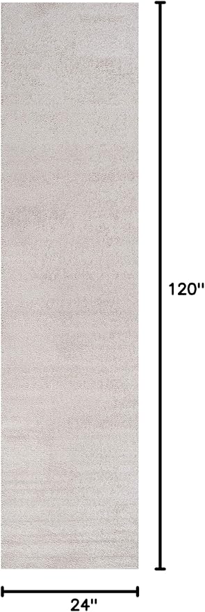 Eyely UES100D-210 Supersoft Haze Solid Low-Pile Indoor Runner Rug Casual;Contemporary;Solid;Traditional, Bedroom, Kitchen, Living Room, Easy-Cleaning, Non-Shedding, 2 X 10, Ivory