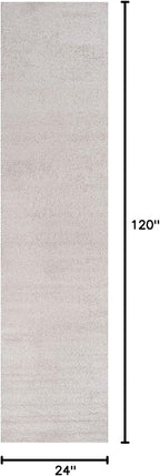 Eyely UES100D-210 Supersoft Haze Solid Low-Pile Indoor Runner Rug Casual;Contemporary;Solid;Traditional, Bedroom, Kitchen, Living Room, Easy-Cleaning, Non-Shedding, 2 X 10, Ivory
