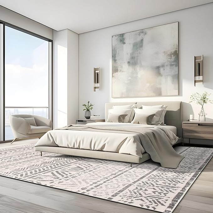 Rugshop Geometric Boho Perfect for high Traffic Areas of Your Living Room,Bedroom,Home Office,Kitchen Area Rug 12' x 15' Gray