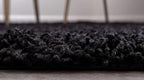 Unique Loom Solid Shag Collection Area Rug (2' 6" x 13' 1" Runner, Jet Black)
