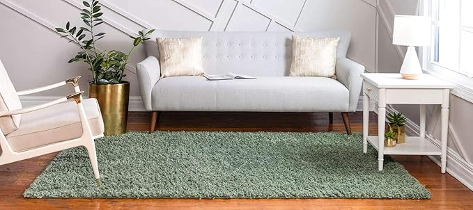 Unique Loom Davos Shag Collection Area Rug - Solid (4' 1" x 6' 1" Rectangle, Sage)
