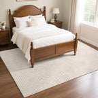 SHACOS Soft Cozy Fluffy Arch Pattern High-Low Pile Area Rugs 6'x9' Large Non Slip Washable Modern Geometric Rug Scandinavian Minimalist Carpet for Living Room Bedroom Dining Room, Beige
