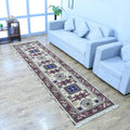 Hand Knotted Wool & Silk ECO-Friendly Oriental Area Rugs - 2'6''x10', Runner Shape, Cream Burgundy Color, Classic Oriental Traditional, Medium Pile Handmade Area Rugs (AF0102)