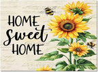 Summer Sunflowers Rectangular Area Rugs for Living Room Bedroom 4 x 6 ft Rustic Floral Bees Green Leaves Non-Shedding Soft Low Pile Rug Non Slip Washable Rug for Nursery Entryway Playroom