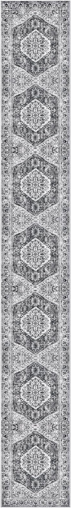 KOZYFLY Runners for Hallways 3x18 Ft Extra Long Washable Kitchen Thin Runner Rug Boho Runner Rug for Entryway Indoor Printed Faux Wool Stair Floor Carpet for Stair Kitchen Hall, Grey