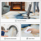 5x6 Abstract Marble Rugs for Office - Blue-White-Marble Living Room Carpet, Luxury Stone Pattern Bedroom Area Rug Kids Low Pile Rug for Indoor Outdoor Hardwood Floors Home Decor