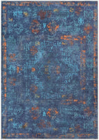 GLN Rugs Contemporary Collection - Machine Washable Area Rug, Contemporary Washable, Non Slip, Low Pile Chenille Rug, Living Room, Bedroom, Kitchen Rug (3' x 5' Midnight/Multi)