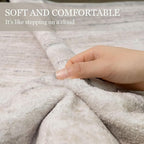 MUJOO Small Rug Washable,2x3 Area Rugs for Entryway Entry Entrance Bedroom Bathroom,Modern Abstract Low Pile Throw Rug,Front Door Mat Non Slip Accent Neutral Carpet Indoor Beige and Grey