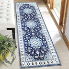Moroccan Trellis Hallway Runner Rug Non-Slip Washable Geometric Standing Mats Anti-Fatigue Long Farmhouse Kitchen Mat Soft Low-Pile Distressed Area Rugs for Bathroom,Bedroom,Laundry 2' X 6'