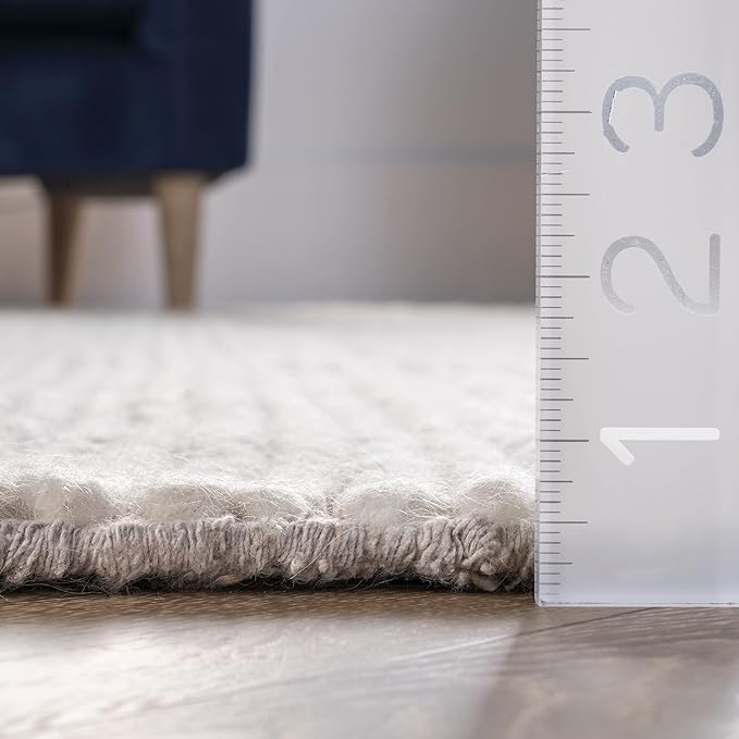 Nuloom Penelope Off-White/Ivory, 2'6" x 10', Hand-Braided, Wool & Cotton, Soft and Textured, High Traffic, Stain Resistant, Easy Clean, Durable Runner for Bedroom, Living Room, Dining, Entryway
