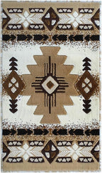 YHSF South West Native American Area Rug C318 - Easy Clean, Thick, Soft, Durable Native Tribal American Indian Inspired Rug for Bedroom/Living Room and More - Ivory, 2 Feet x 3 Feet 4 Inches