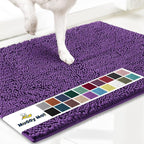 Muddy Mat® | Super Absorbent Door Mat Indoor, Microfiber Quick Dry Chenille Entryway Rug, Non-Slip Front Door Mat, Indoor Mats for Entryway, Machine Washable Pet Rug, Purple 48"x72"