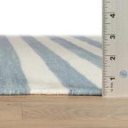 Home Conservatory Ladder Stripe Blue/Ivory Handwoven Wool 2.5 X 8 Feet, Blue/Ivory Stripe Pattern