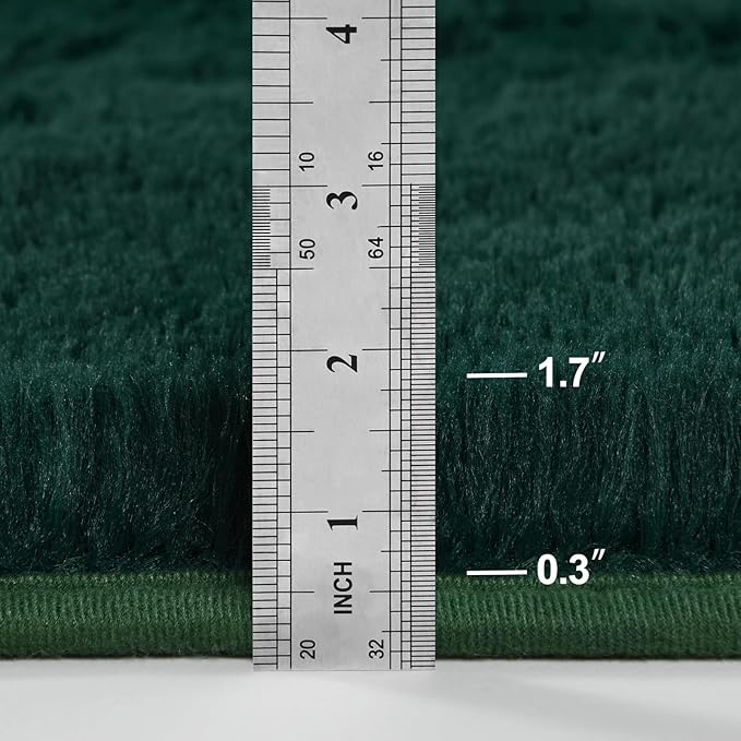 Large Shag Area Rugs 8 x 10, Plush Fuzzy Rugs for Living Room, Ultra Soft Fluffy Furry Rug for Bedroom, Indoor Carpet Nursery Rugs for Kids Room Home Decor, Deep Green