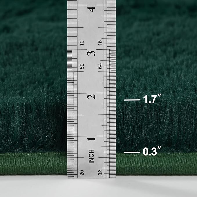 Soft Deep Green Area Rug Shaggy Rugs Fluffy Carpets for Living Room Bedroom Girls Room Nursery Home Decor, 4 X 6 Dark Green Tie-Dyed Plush Fuzzy Rugs, Shag Indoor Floor Bedside Rug