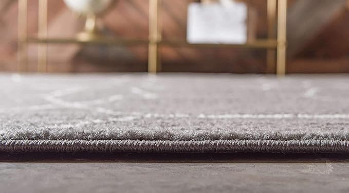 Unique Loom Trellis Frieze Collection Area Rug - Geometric (7' Round, Dark Gray/ Ivory)