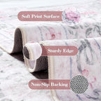Wonnitar Floral Bow Pink Rug for Bedroom, Washable 5x7 Area Rug for Girls Nursery, Ultra-Thin Non Slip Soft Boho Carpet for Kids Room Dorm Living Room, Light Pink
