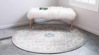 Unique Loom Salzburg Collection Classic Traditional Design Oriental Inspired Border Area Rug (8' 0 x 8' 0 Round, Gray/Beige)