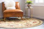 Unique Loom Versailles Collection Traditional Classic Floral Motif Area Rug (6' 0 x 6' 0 Round, Ivory/ Tan)