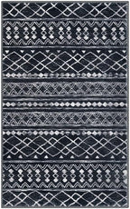 KUTA Boho Moroccan 3x5 Entryway Rug, Black Non-Slip Washable Low-Pile Living Room Area Rug, Ultra Soft Distressed Geometric Print Throw Carpet for Entrance, Bedroom, Nursery, Dorm, Kitchen