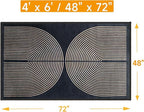 Modern Rainbow Area Rug 4x6 Black Comfort Soft Low Profile Machine Washable Non-Slip Rug, Contemporary Backyard Living Room Mat