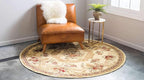 Unique Loom Versailles Collection Traditional Classic Floral Motif Area Rug (6' 0 x 6' 0 Round, Ivory/ Tan)