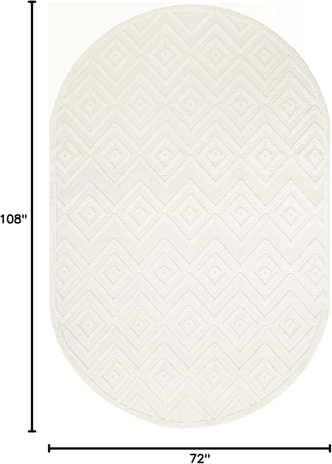 Nourison Home Versatile Ivory White 6' x 9' Oval Area Rug - Easy Clean, Non Shedding, Bed Room, Living Room, Dining Room, Kitchen (6' x 9' Oval)