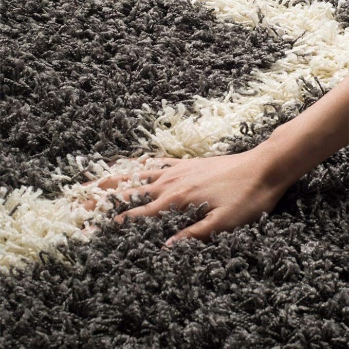 SAFAVIEH Dallas Shag Collection Area Rug - 4' Square, Dark Grey & Ivory, Trellis Design, Non-Shedding & Easy Care, 1.5-inch Thick Ideal for High Traffic Areas in Living Room, Bedroom (SGD257A)
