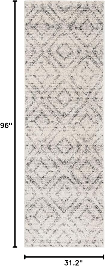 SAFAVIEH Adirondack Collection Runner Rug - 2'6" x 8', Light Grey & Grey, Modern Diamond Distressed Design, Non-Shedding & Easy Care, Ideal for High Traffic Areas in Living Room, Bedroom (ADR131C)